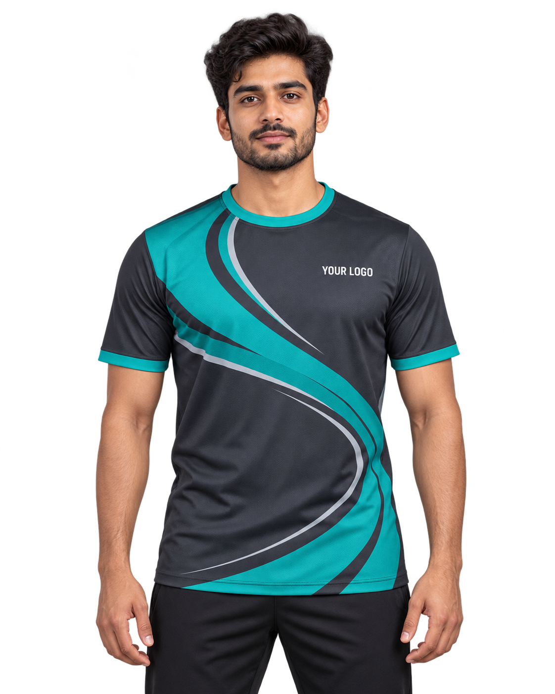 Vortex Rush Custom Name & Number Jersey — single Indian male model front view