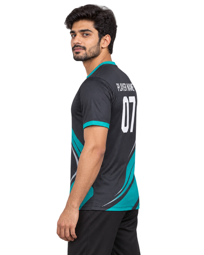 Vortex Rush Custom Name & Number Jersey — single Indian male model left-side view