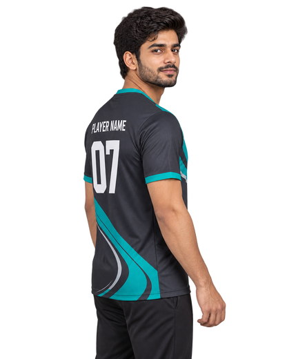 Vortex Rush Custom Name & Number Jersey — single Indian male model right-side view