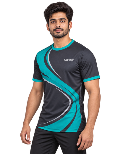 Vortex Rush Custom Name & Number Jersey — single Indian male model three-quarter view