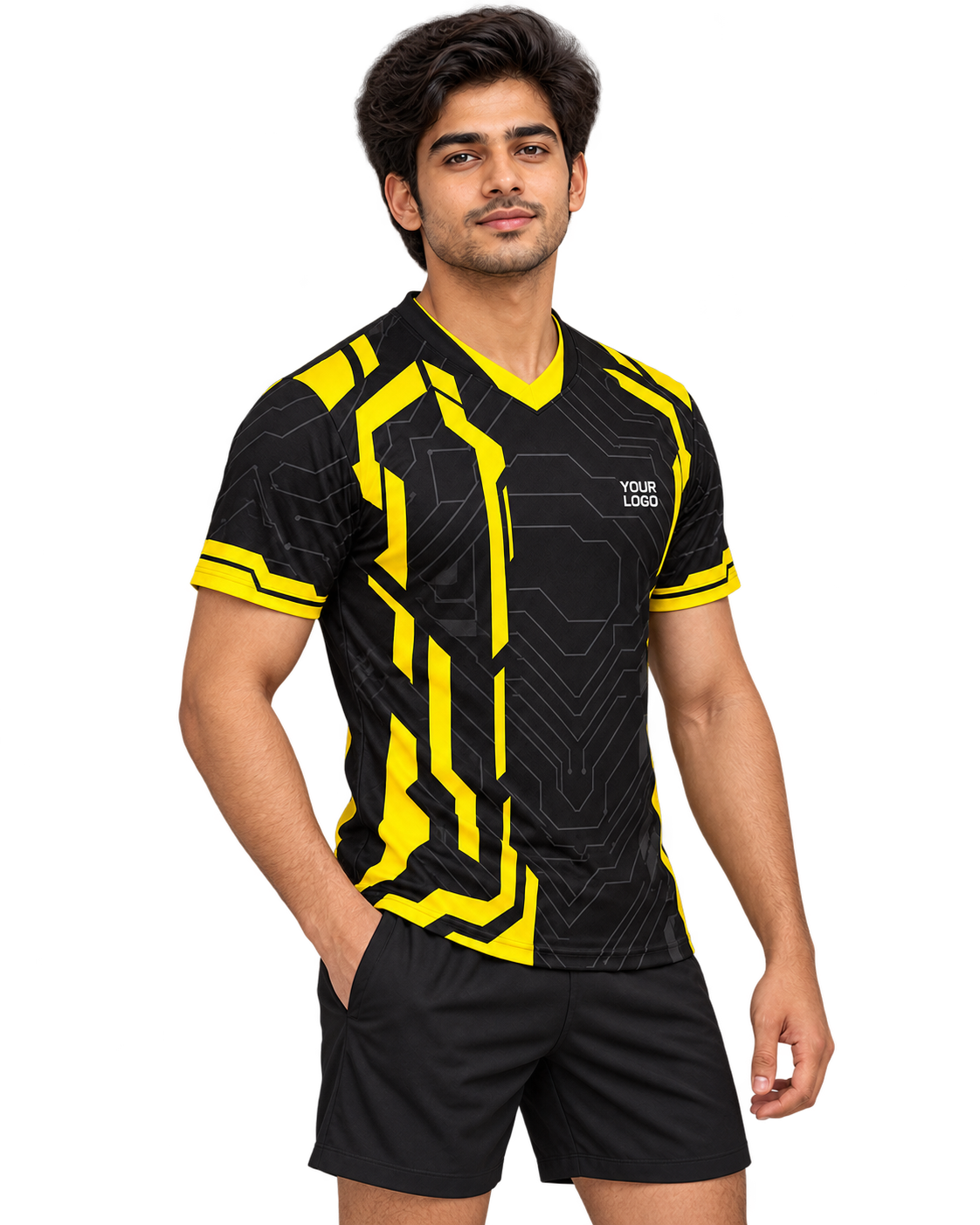 Yellow Circuit jersey front three-quarter view